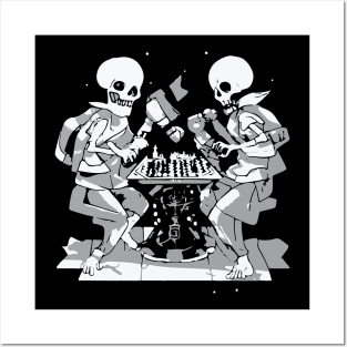 skeletons play chess Posters and Art